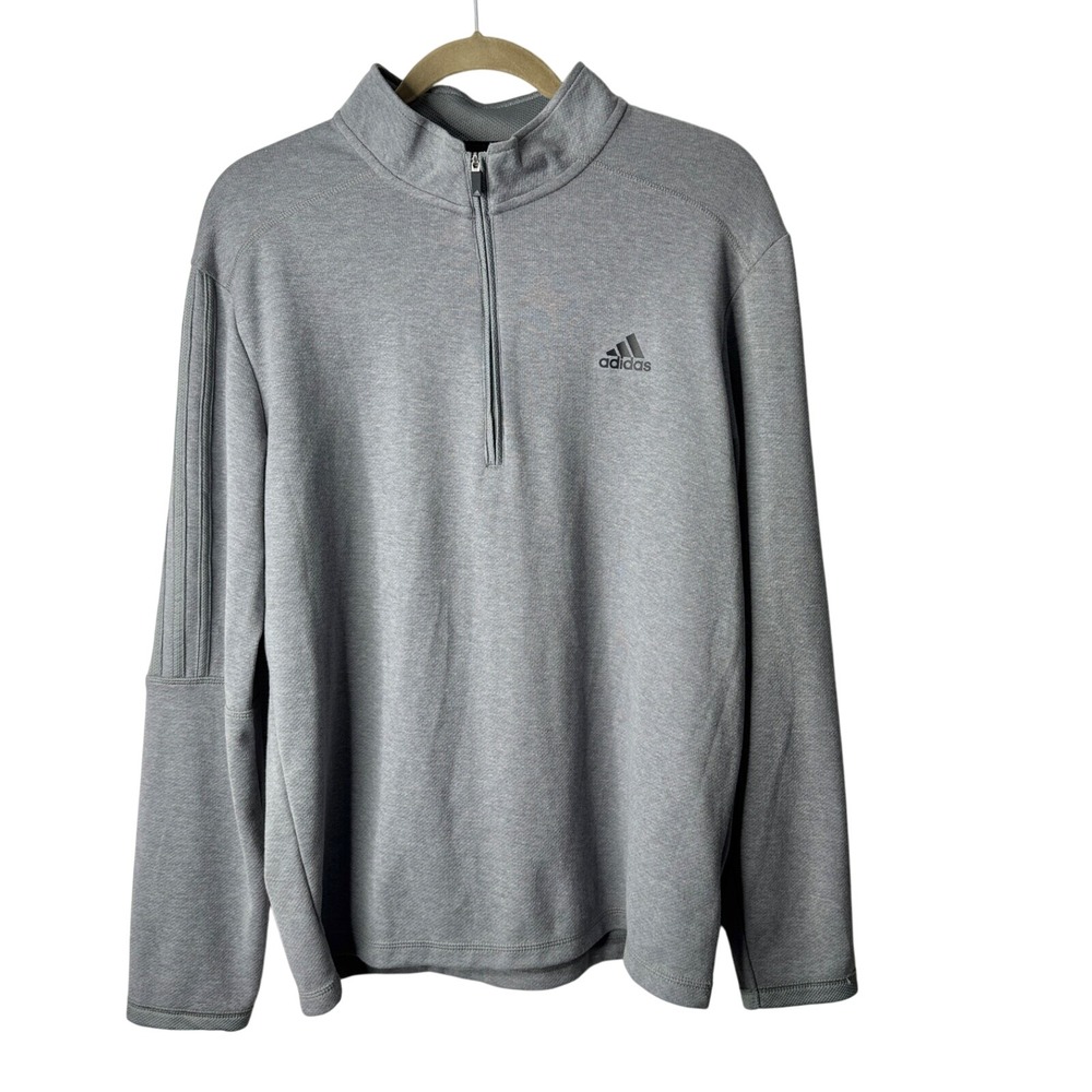 Adidas Primegreen Pullover Gray Long Sleeve 1/4 Zip Athletic Top Mens Medium‎